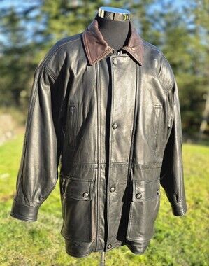 Vintage 90s Leather Jacket Ferrara Collection Mens Made In Canada HEAVYWEIGHT XL